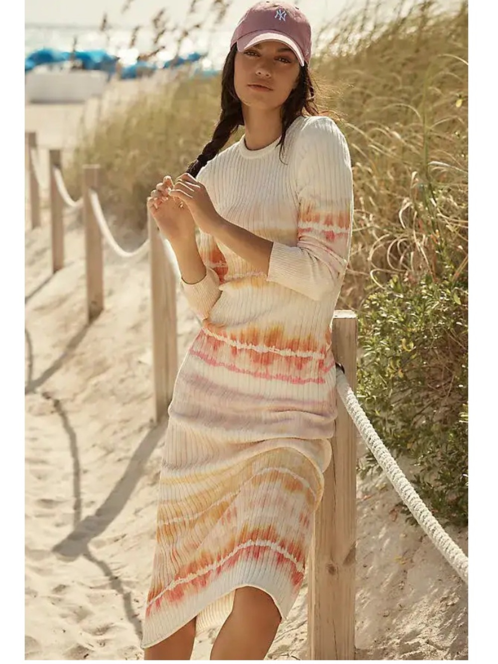 Daily Practice x ANTHROPOLOGIE High Tide Knit Long-Sleeve Bodycon Midi Dress